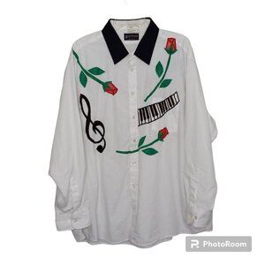 American Edition Shirt Men's 18.5-34/35 Big VTG Custom Musical Embroidered Gorp